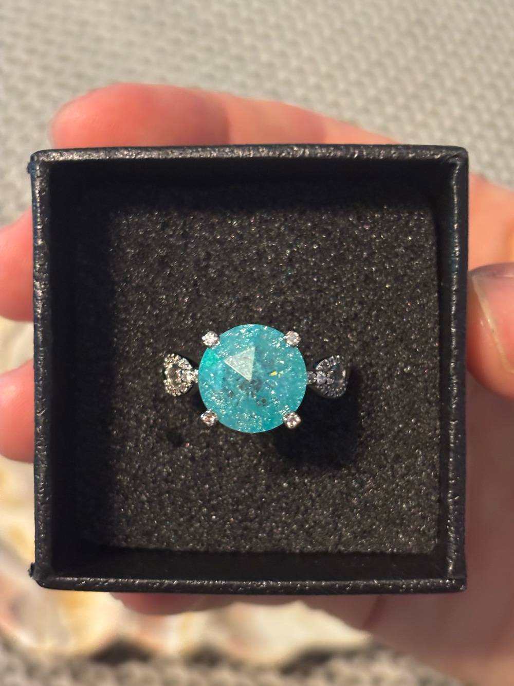 Turquoise Druzy Sterling-Style Cocktail Ring